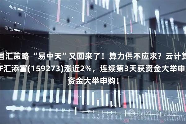 国汇策略 “易中天”又回来了!算力供不应求?云计算ETF汇添富(159273)涨近2%,连续第3天获资金大举申购!